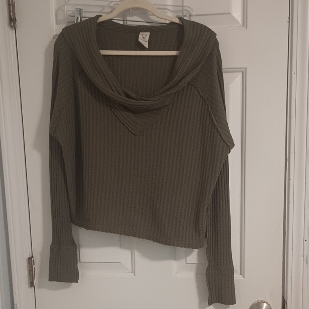 We The Free Thermal Cowl Neck High/Low Hem Style Top